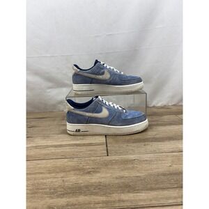 Nike Air Force 1 Low Top Sneakers Casual Shoes Blue Suede‎ Men's 6.5 Women's 8